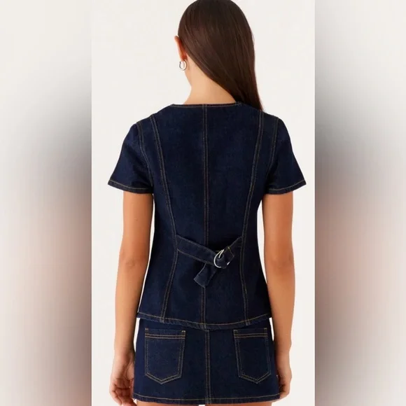 white christmas dresses Rochelle Denim Mini Dress main image 1